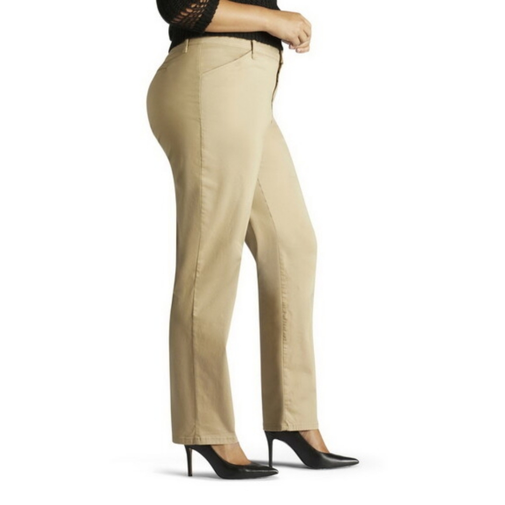 Lee Effortless Wash Wear Pants 20W LONG Flax Relaxed Fit Straight Leg Mid Rise - Picture 2 of 15